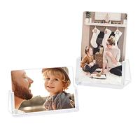 Boxalls 2 Pack Picture Frames 4x6 with Clear Base Stand, Acrylic Photo Frame Frameless for Desk Display Decoration(Horizontal + Vertical)