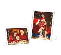 Boxalls 5x7 Inches Acrylic Picture Frame with Stand, Clear Photo Frame with Magnets for Tabletop Display Horizontally or Vertically