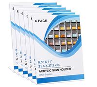 Boxalls 6 Pack Acrylic Sign Holder Slanted 8.5x11 Inches, Clear Plastic Document Paper Holder Display, Menu Adertising Flyer Stand for Restaurant, Hotel, Office and Store