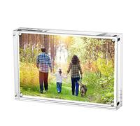 Boxalls Acrylic Photo Frame 15 x 20 cm (6 x 8 inch), Double Sided Picture Frame with Magnetic, Clear Frameless Desktop Photo Block