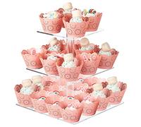 Boxalls Cupcake Stand, 3 Tier Square Acrylic Cupcake Display Stand Holder, Clear Dessert Pastry Tower for Wedding, Birthday, Theme Party, Baby Shower