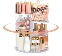 Boxalls Makeup Organizer Rotating Large Capacity, 360 Makeup Carousel with Brush Compartment, Clear Skincare Cosmetic Spinning Organizer with 7 Layers for Countertop Vanity Bathroom Bedroom