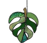 BOXCASA Variegated Monstera Stained Glass Window Hangings,Monstera Suncatcher Leaf Decor Plant Wall Art,Monstera Leaf Ornaments Gift for Mom …