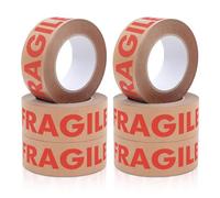 BoxDirect® 6 Rolls Brown Kraft Paper Tape Fragile 48mm x 50m Secure Adhesive Sticky Eco-Friendly Fully Recyclable For Packing Parcels And Boxes