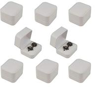 boxdisplays White Leatherette Double Ring Gift Charm Storage Display Packaging Presentation Holder Case Box 75 x 65 x 50mm (1)