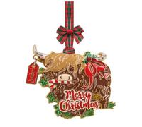 Boxed Metal Crystal Christmas Tree Decoration - Highland Cow