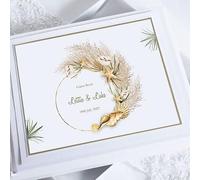 Boxed & Personalised Watercolour Botanical Grasses and Seashells, Beach inspired Guest Book for weddings, anniversaries, elopements, seaside weddings, beach weddings and ceremonies.