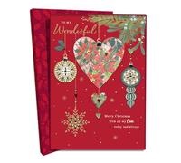 Boxed Wonderful Wife Luxury Lavish Keepsake Christmas Greeting Card in A Box XLB061