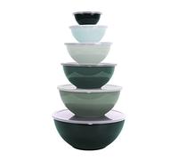 BoxedHome Mixing Bowl Set with Lid, Mixing Bowls, 12-Pack Mixing Bowl Set, Plastic Salad Bowl Non-Slip Stackable Serving Bowls for Kitchen (6 Bowls and 6 Lids, Green)