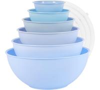 BoxedHome Mixing Bowl Set with Lid, Mixing Bowls, 12-Pack Mixing Bowl Set, Plastic Salad Bowl Stackable Serving Bowls for Kitchen (6 Bowls and 6 Lids, Soft Blue)