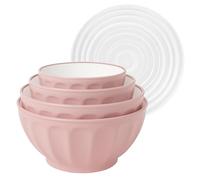 BoxedHome Mixing Bowls with Lids, Set of 4 Large Plastic Bowls, Microwave and Dishwasher Safe, BPA Free, Ideal for Preparing, Baking and Cooking Food, Pink