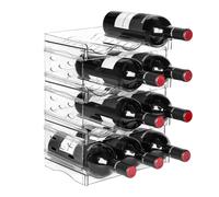 BoxedHome Plastic Water Bottle Organizer and Wine Rack Storage Holder for Inside Cabinet, Kitchen Countertop, Table Top, Pantry, Bars, Cabinets, Fridge - Clear (4 Tier 12 Containers)