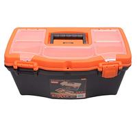 Boxer® 20” Tool Box with Lid Storage | 50x26x24 cm | Heavy-Duty PP Plastic | Removable Insert with Handle | Black & Orange