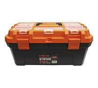 Boxer® 20" Toolbox - 50.7×25.4×25.9 cm - Lid Organiser & Removable Tray - Heavy-Duty Plastic - Black/Orange - Professional Tool Storage Box
