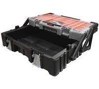 Boxer® 22” Cantilever Tool Box - 57x30.5x16.5 cm - 15 Removable Lid Compartments - Metal Latches - Black/Orange/Clear - Durable Plastic