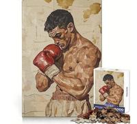 Boxer before Fight Jigsaw Puzzles for Adults 1000 Piece Reasoning Practice Leisure Activity Premium Edges Warm Xmas Gift (50X75CM)