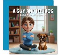 Boxer Birthday Card for Men - A Guy and His Dog - Happy Birthday Card for Boys, 145mm Male Greeting Cards