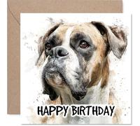 Boxer Birthday Card for Men Women - Dog Breeds - Happy Birthday Card for Cousin Husband Nanny Colleague, 145mm Bday Greeting Cards