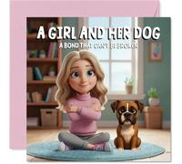 Boxer Birthday Card for Women - A Girl and Her Dog - Happy Birthday Card for Girls, 145mm Female Greeting Cards