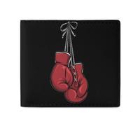 Boxer Boxing Gloves Men Wallet Leather Bifold Wallets with Window Slim Minimalist Front Pocket