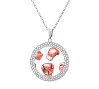 Boxer Boxing Gloves Round Pendant Necklace Diamond Edging Brilliant Personalized Jewelry Gifts for Women Silver-style
