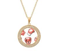 Boxer Boxing Gloves Round Pendant Necklace Diamond Edging Brilliant Personalized Jewelry Gifts for Women Golden-style