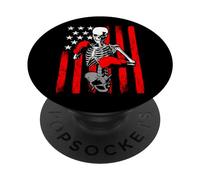 Boxer Boxing Skeleton Athlete Halloween USA Flag PopSockets Adhesive PopGrip