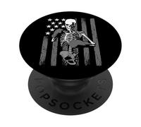 Boxer Boxing Skeleton Athlete Halloween USA Flag PopSockets Adhesive PopGrip