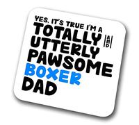 Boxer Coaster Pawsome Boxer Dad | Pet Present for Boxer Lover | Dog Dad Friend Joke Funny Gift Birthday Christmas, Hardboard Coaster