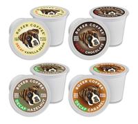Boxer Coffee Swiss Water Decaf Cozy Classics Variety Naturally Flavored Pods compatible with Keurig K-Cup, 48 count - Vanilla, Chocolate, Hazelnut, Caramel