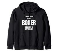 Boxer Dad Owner Mom Canine Lover I Work Hard So My Dog Zip Hoodie