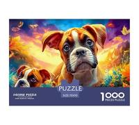 Boxer Dog 1000 Piece Pet Dog Jigsaw Puzzles for Adults Challenging Puzzle Educational Adults Age 12 Years Up - Challenge Edition for Home Decor Gifts 70x50cm/1000pcs