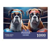 Boxer Dog 1000 Piece Pet Dog Jigsaw Puzzles Handwork Challenging Puzzle Educational for Challenging Family Activity Games Colorful for Home Decor Gifts 52x38cm/1000pcs