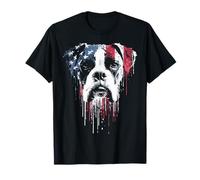Boxer Dog American Flag USA Drip Graffiti Patriotism Lover T-Shirt