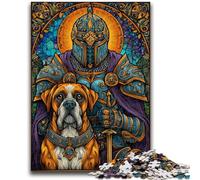 Boxer Dog And Knight Jigsaw Puzzles for Teenagers 1000 Piece Puzzle,family Fun Games Is Ideal As A Gift for The Whole Family (50x75cm)