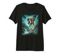 Boxer Dog Aurora Borealis Northern Lights Nature Moon Premium T-Shirt