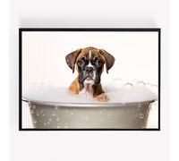 Boxer dog bath bathroom Print Picture Poster cute A4 UNFRAMED wall art Home decor Decorating gift