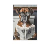 Boxer Dog BathrooArt, Dog Lovers Gift Canvas Poster Wall Art Decor Print Picture Paintings for Living Room Bedroom Decoration 12x18inch(30x45cm)