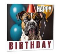 Boxer Dog Birthday Card 147 x 147mm Cute Dog Happy Birthday Card Bday