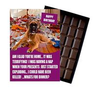Boxer Dog Birthday Gifts Silly Presents Cards for Dog Lovers Funny 85 Gram Boxed Belgian Milk Chocolate Greeting Bar Not a Dog Treat Human Consumption Only