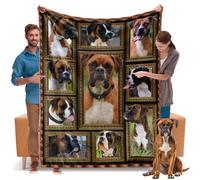 Boxer Dog Blanket, Boxer Dog Gifts for Women Men, Cozy Fuzzy Soft Throw Blanket for Couch Bed Sofa, Warm Flannel Fleece Blanket Twin Size 60" X 80", Lightweight Plush Travel Blankets and Throws