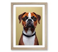 Boxer Dog Chalk Vol.1 Framed Print | A2 Oak Framed Wall Art | Ready to Hang | Modern Animal Picture | Living Room Bedroom Lounge Office