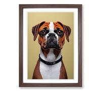 Boxer Dog Chalk Vol.1 Framed Print | A2 Walnut Framed Wall Art | Ready to Hang | Modern Animal Picture | Living Room Bedroom Lounge Office