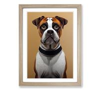 Boxer Dog Chalk Vol.2 Framed Print | A2 Oak Framed Wall Art | Ready to Hang | Modern Animal Picture | Living Room Bedroom Lounge Office