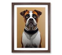 Boxer Dog Chalk Vol.2 Framed Print | A2 Walnut Framed Wall Art | Ready to Hang | Modern Animal Picture | Living Room Bedroom Lounge Office