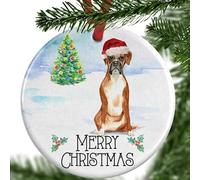 Boxer Dog Christmas Ornament - Personalised Dog Bauble - Custom Ceramic Tree Decoration - Pet Memorial Gift - Gift Boxed Keepsake for Dog Lovers - UK Made Festive Decor