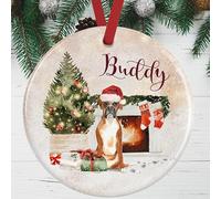 Boxer Dog Christmas Ornament - Personalised Tree Decoration - Customised Gift Boxed Ceramic Bauble - Custom Pet Memorial Keepsake - Dog Lover Gift - UK Made Festive Holiday Decor