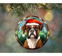 Boxer Dog Christmas Ornaments Christmas Tree Decorations Ceramic Memorial With Ribbon Xmas Tree Decorations