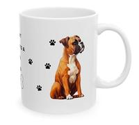 Boxer Dog Coffee Mug, White Ceramic with Paw Prints, 325ml