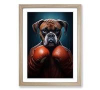 Boxer Dog Conceptual No.2 Framed Print | A2 Oak Framed Wall Art | Ready to Hang | Modern Animal Picture | Living Room Bedroom Lounge Office